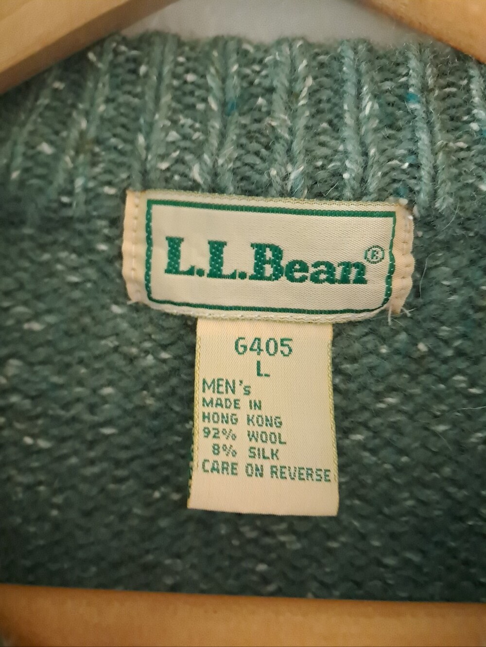 Vintage LL Bean Chunky Knit Argyle Sweater Long Sleeve Crewneck Wool Silk Green - Picture 6 of 7